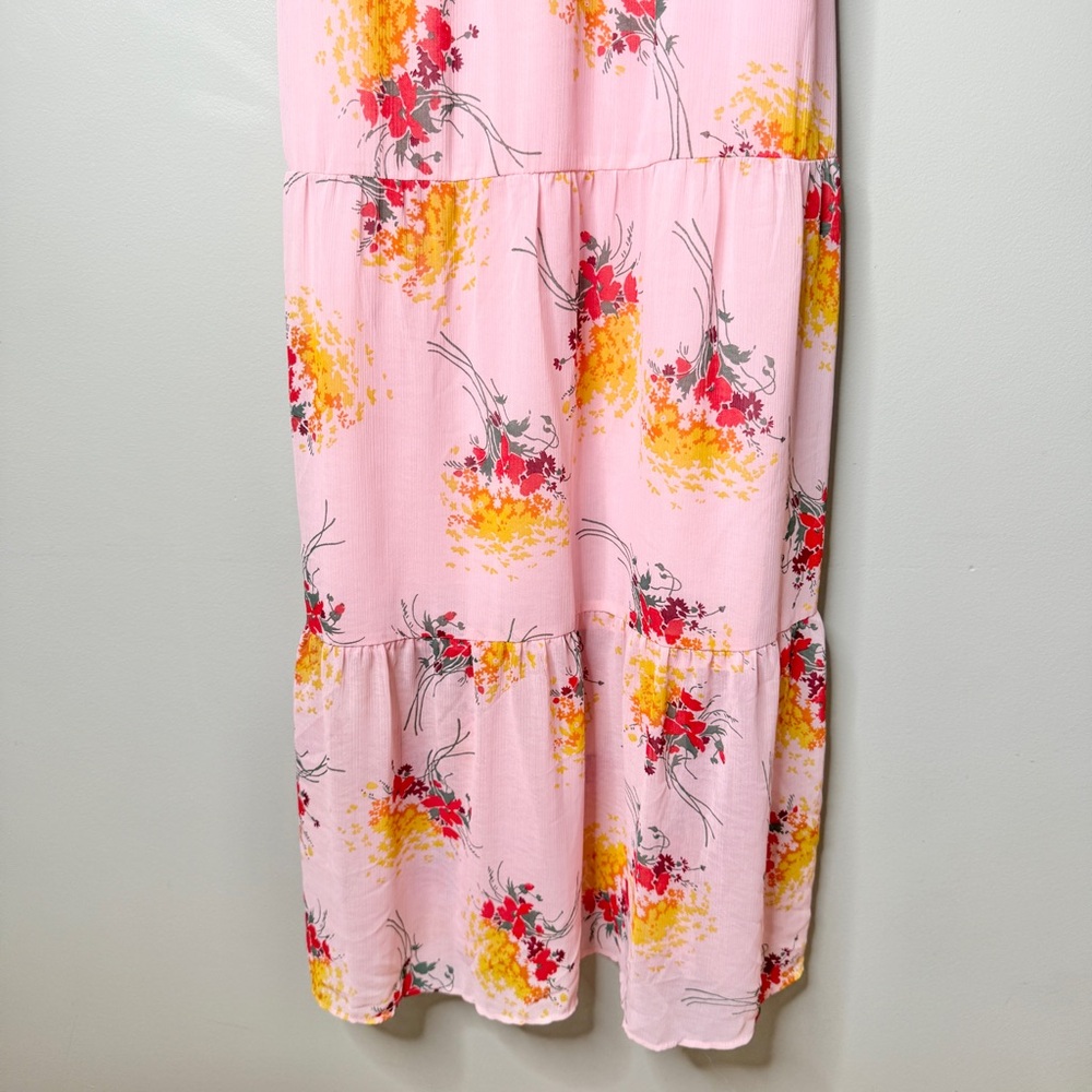 J. Crew Mercantile Floral Tiered Maxi Dress‎ Sunburst Bouquet Pink Yellow Size 8 - Picture 10 of 12